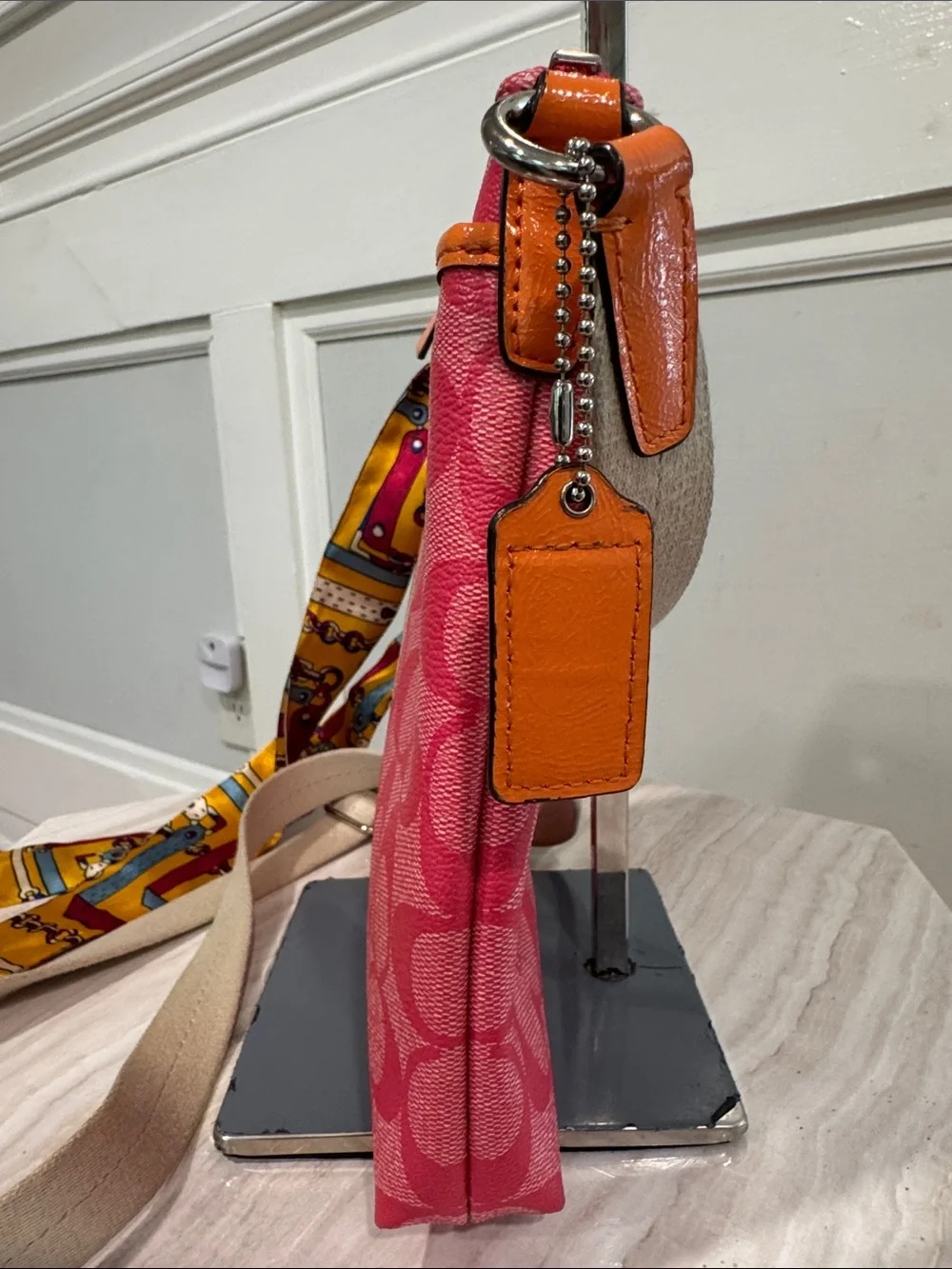 Coach Bag Signature Pink Orange Stripe Swingpack Crossbody - Picture 6 of 17